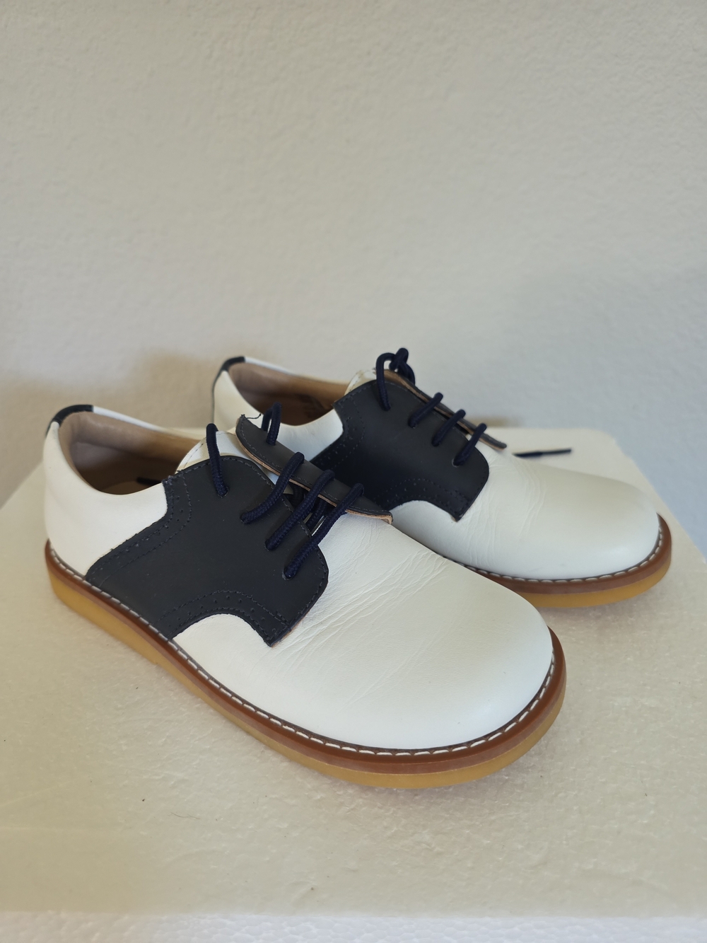 Elephantito White and Navy Lace-Up Oxfords